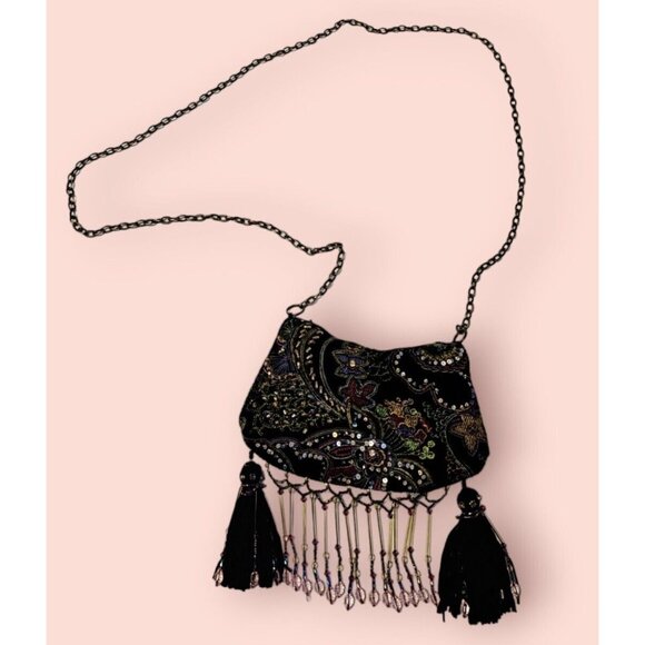 VTG Mary Frances Rhinestone Beaded EMBROIDERED Floral Evening Bag Clutch Purse - Picture 3 of 13